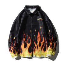 Men Streetwear Hip Hip Brand Jacket 3D Flame Printed Men's Clothes Casual Autumn Winter Outwear Coat Male Zipper Loose Jacket