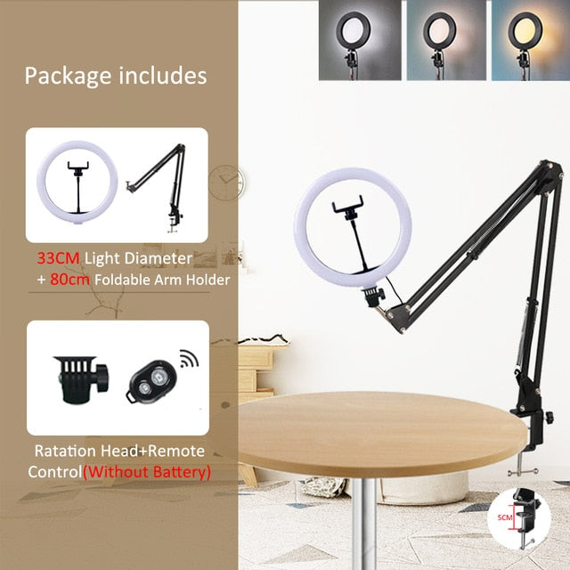 USB Selfie Light Ring Lamp Dimmable LED Selfie Ring Light  Big Photography Ringlight 26cm With Stand For Phone Studio