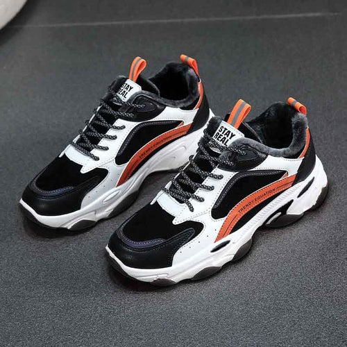 Men's Fashion Sneakers Plus velvet Keep warm Cotton Shoes Winter Cold protection Walking Shoes Breathable Light Low Men Shoes