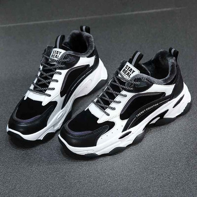 Men's Fashion Sneakers Plus velvet Keep warm Cotton Shoes Winter Cold protection Walking Shoes Breathable Light Low Men Shoes