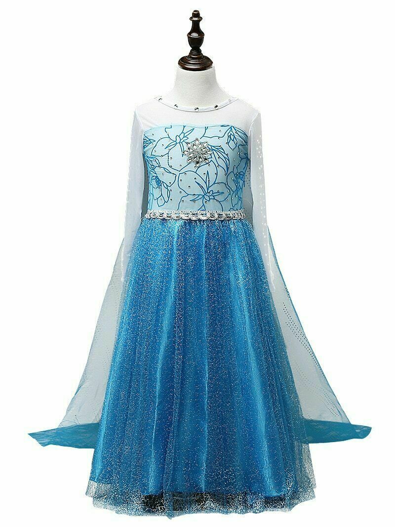 白雪皇后长袖公主裙艾莎 Frozen 服装万圣节派对女童连衣裙- 显示原刊登标题